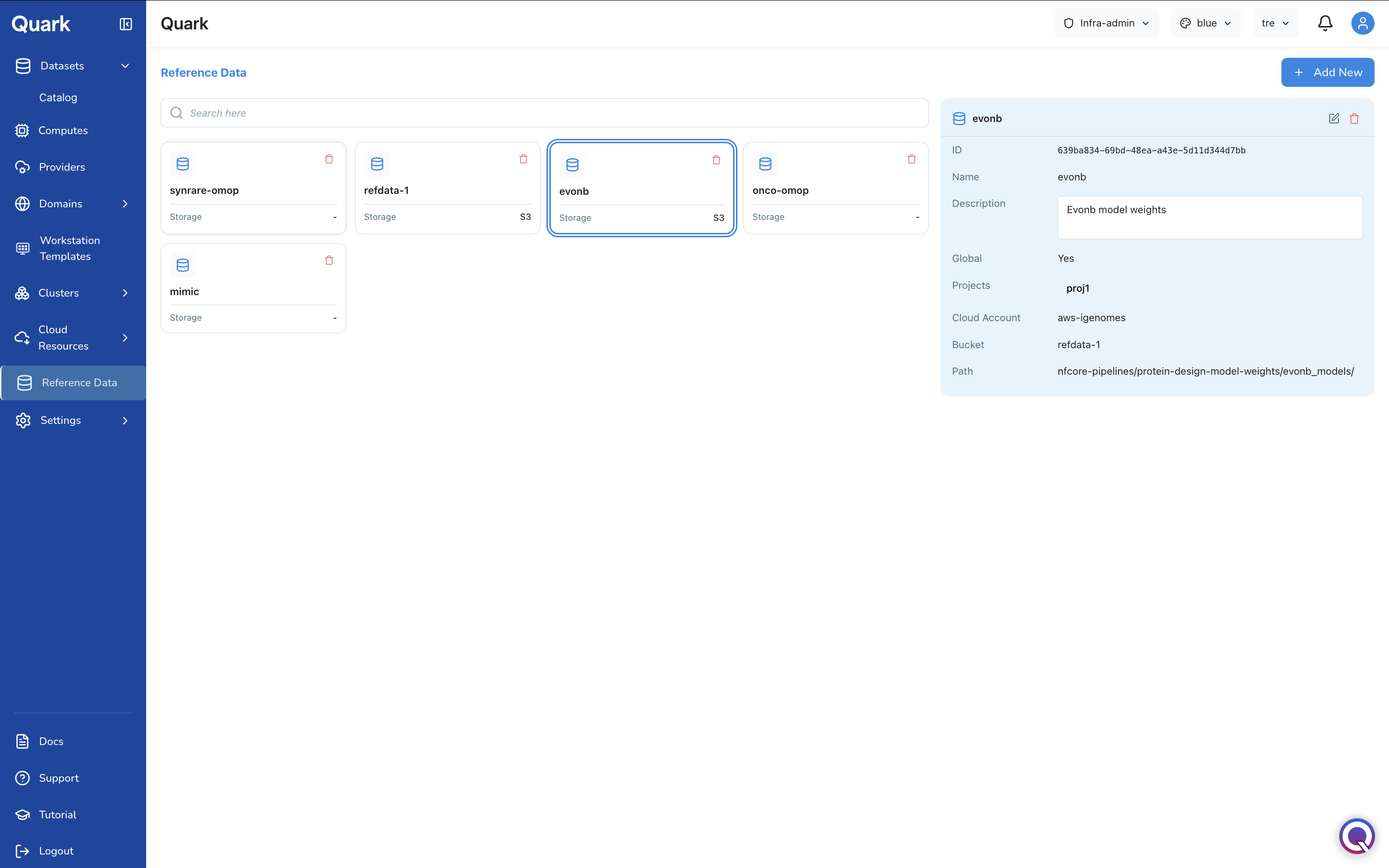 Screenshot: Reference Data flash card
