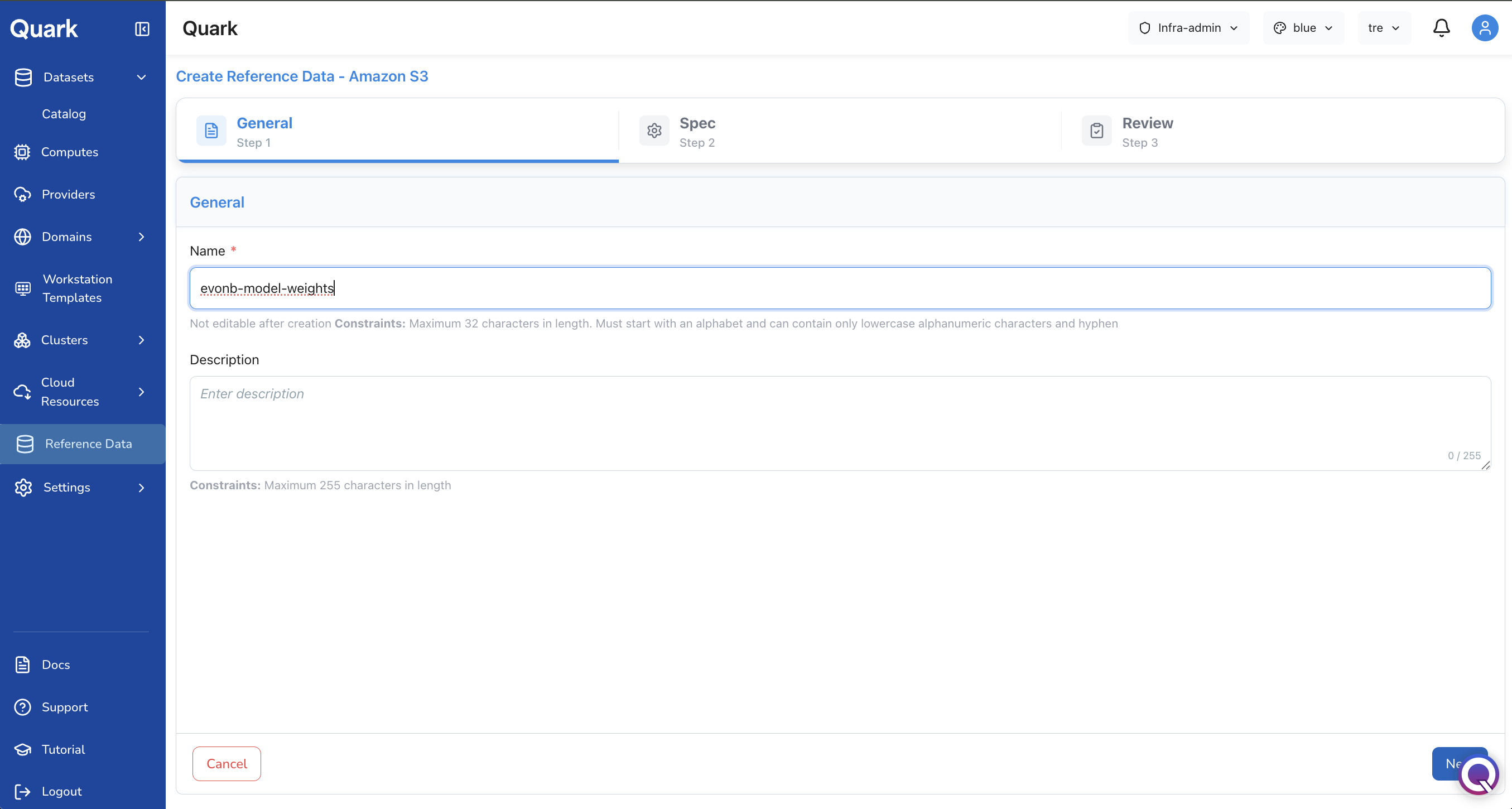 Screenshot: General tab