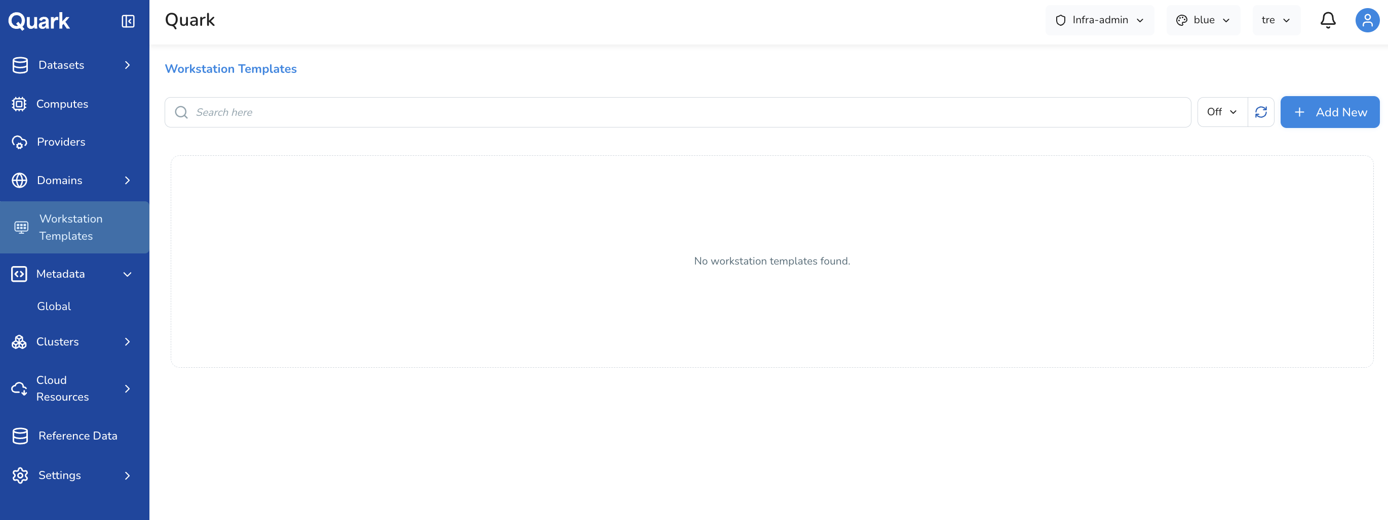 Screenshot: Workstation Templates landing page