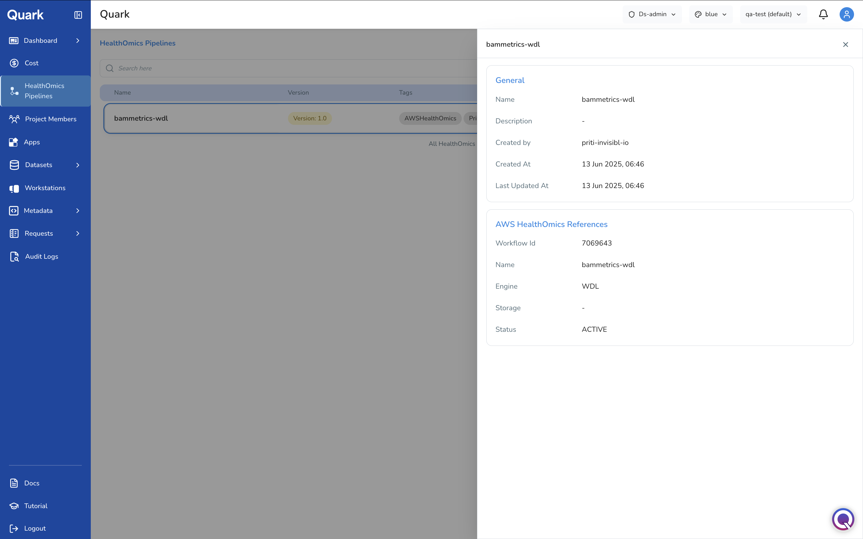 Screenshot: HealthOmics
