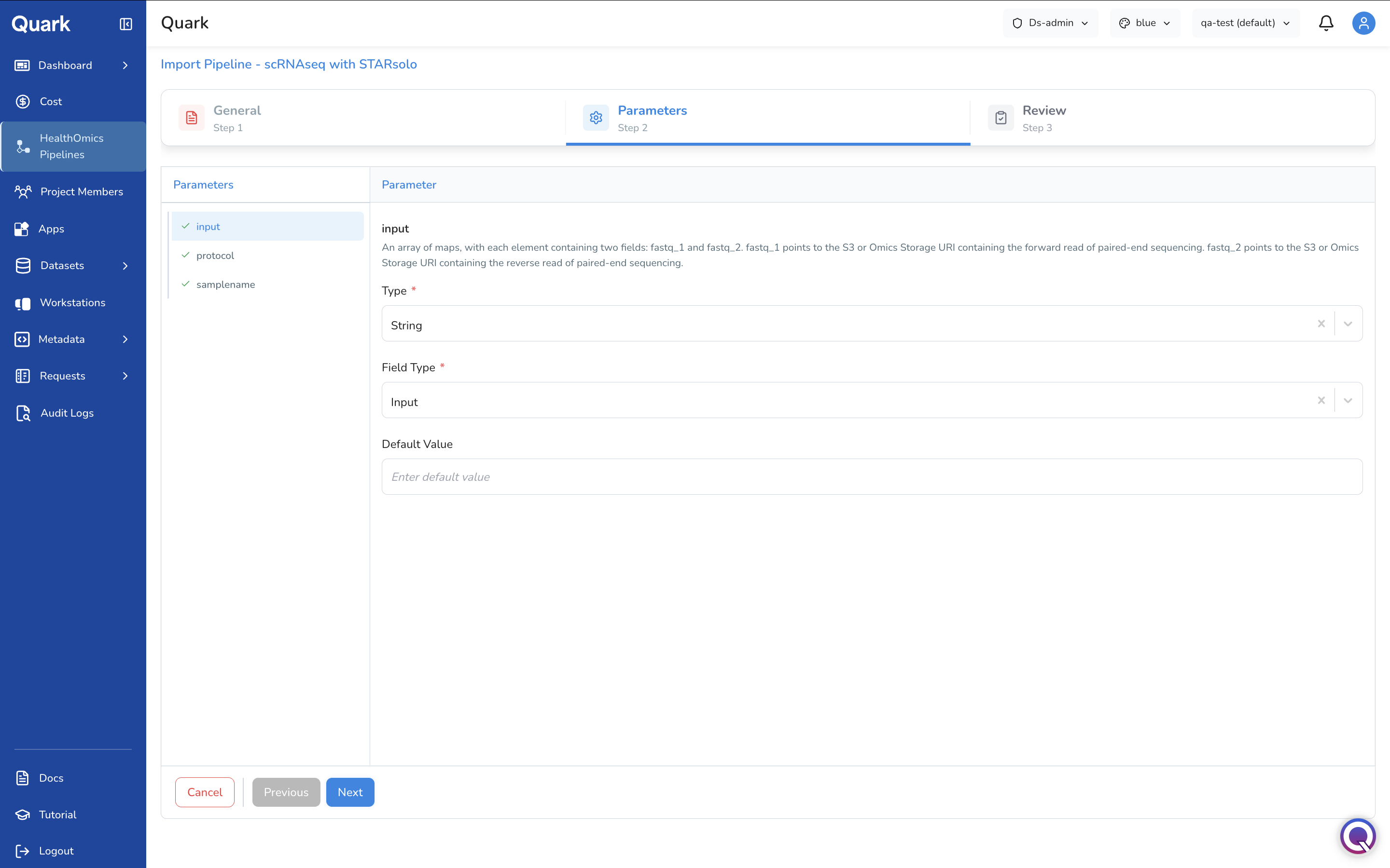 Screenshot: Ready2Run Workflow catalogue showing available AWS-maintained pipelines
