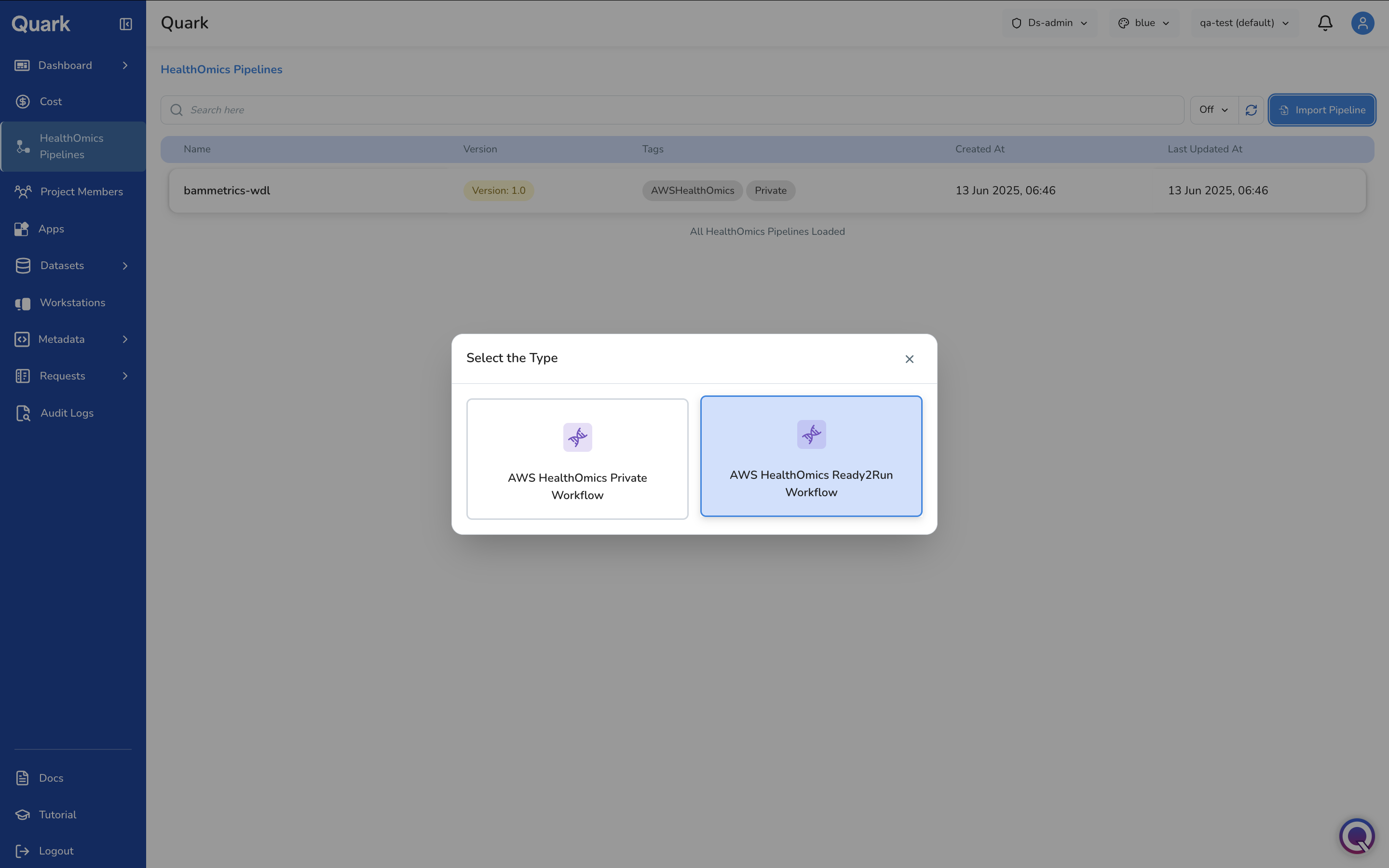 Screenshot: Ready2Run Workflow option