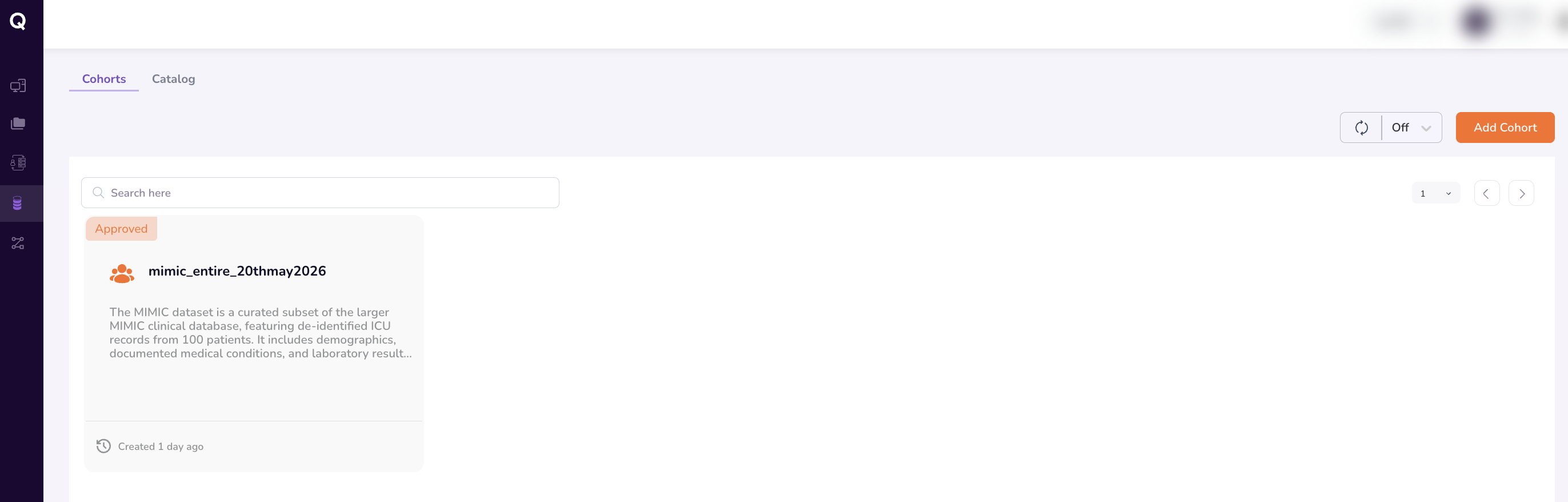 Screenshot: Approved Cohort