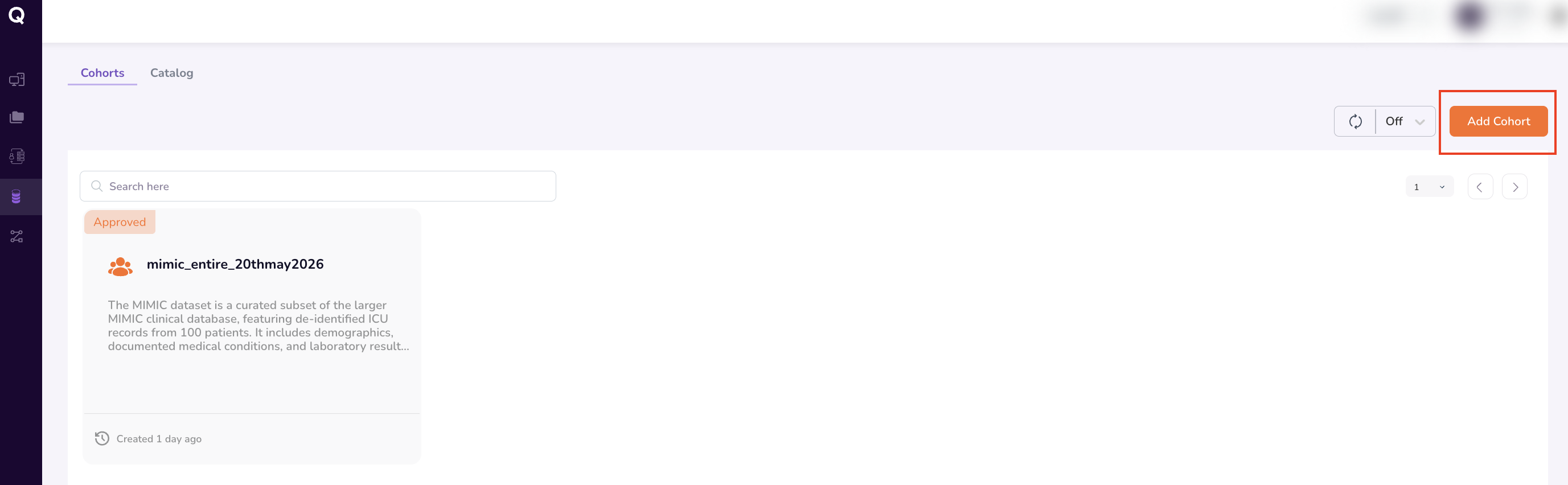 Screenshot: Cohorts tab