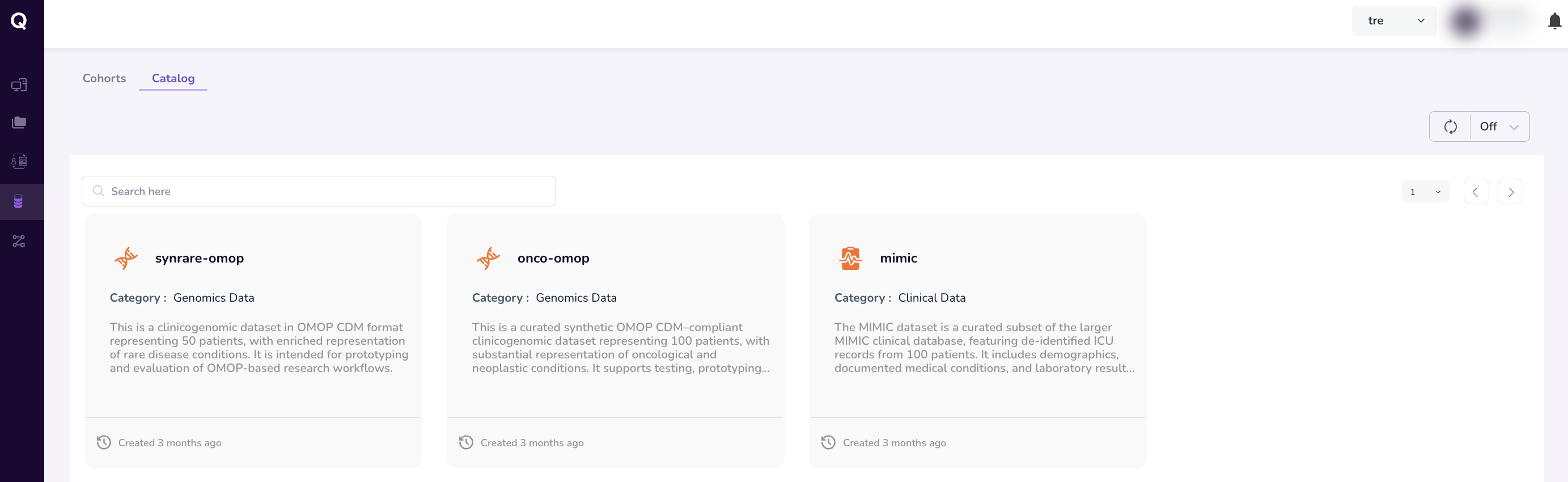 Screenshot: Catalog tab