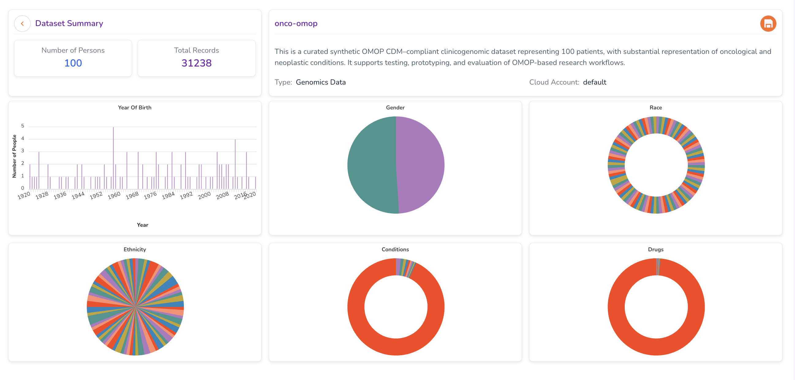 Screenshot: Dataset Summary dashboard