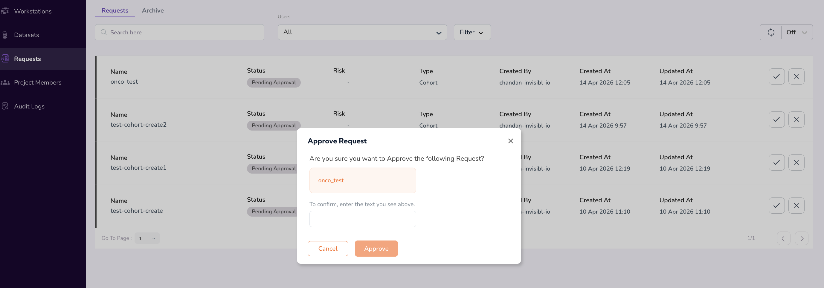 Approve or deny request