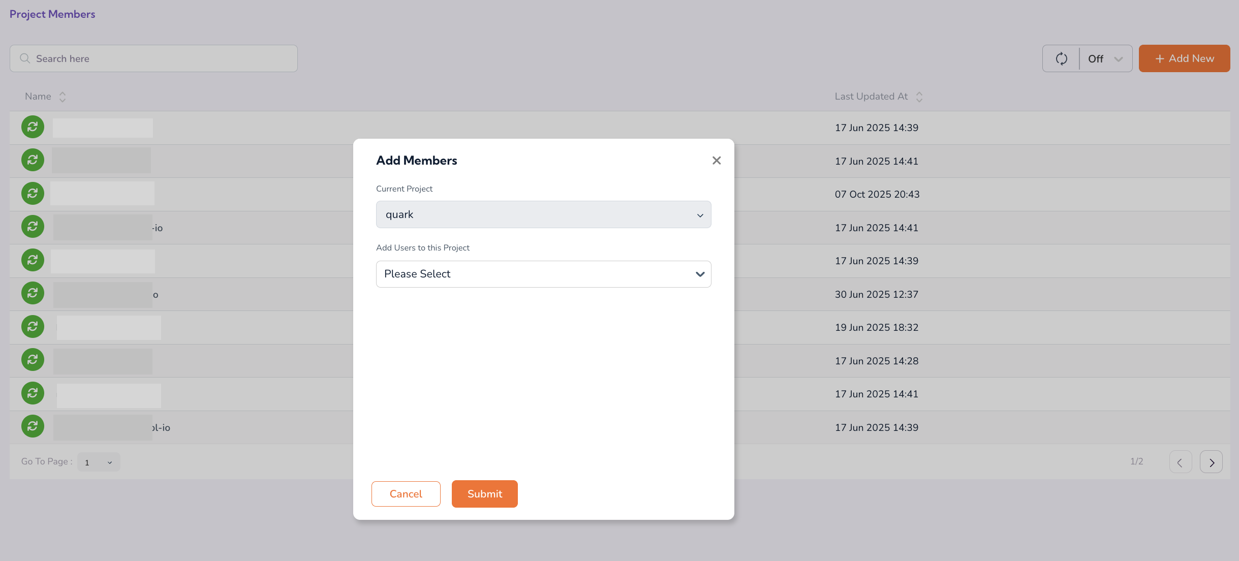 Add Members pop-up