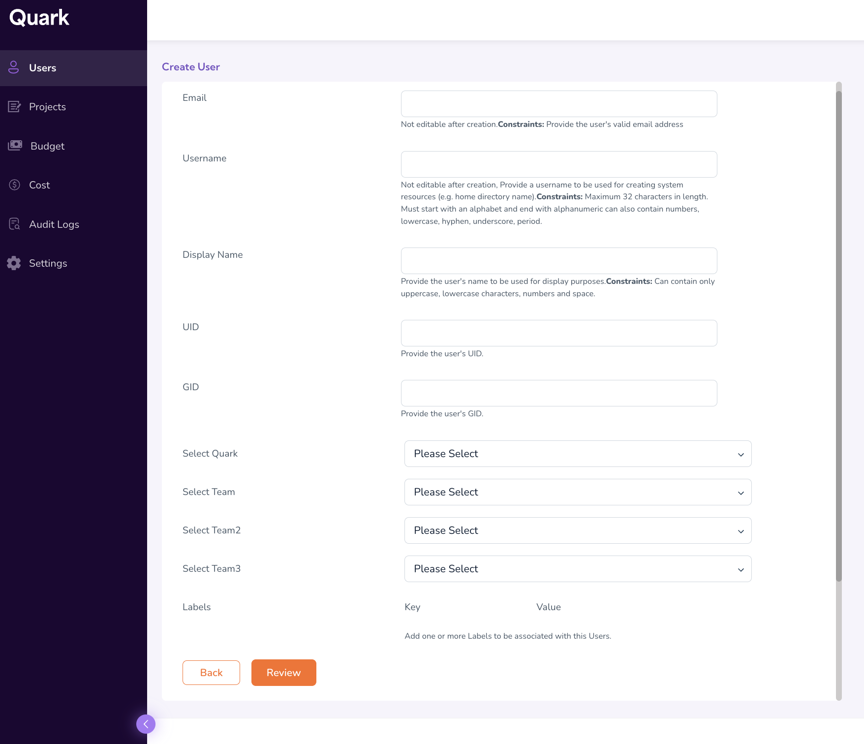 Users Form