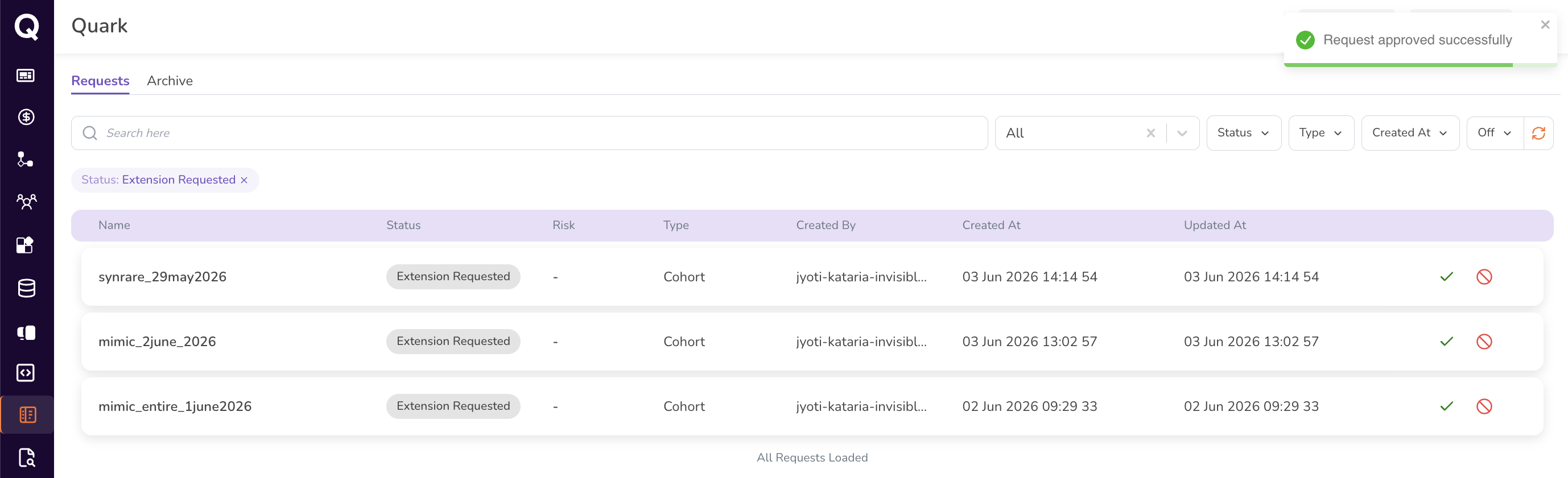 Screenshot of notification