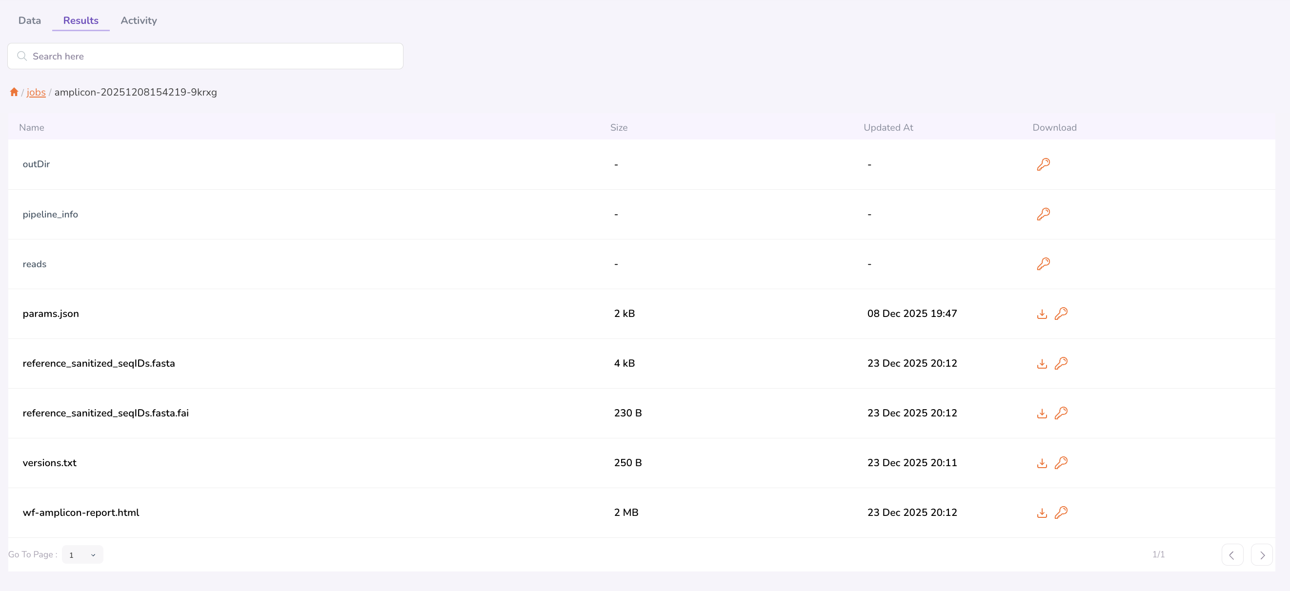 My Files Results