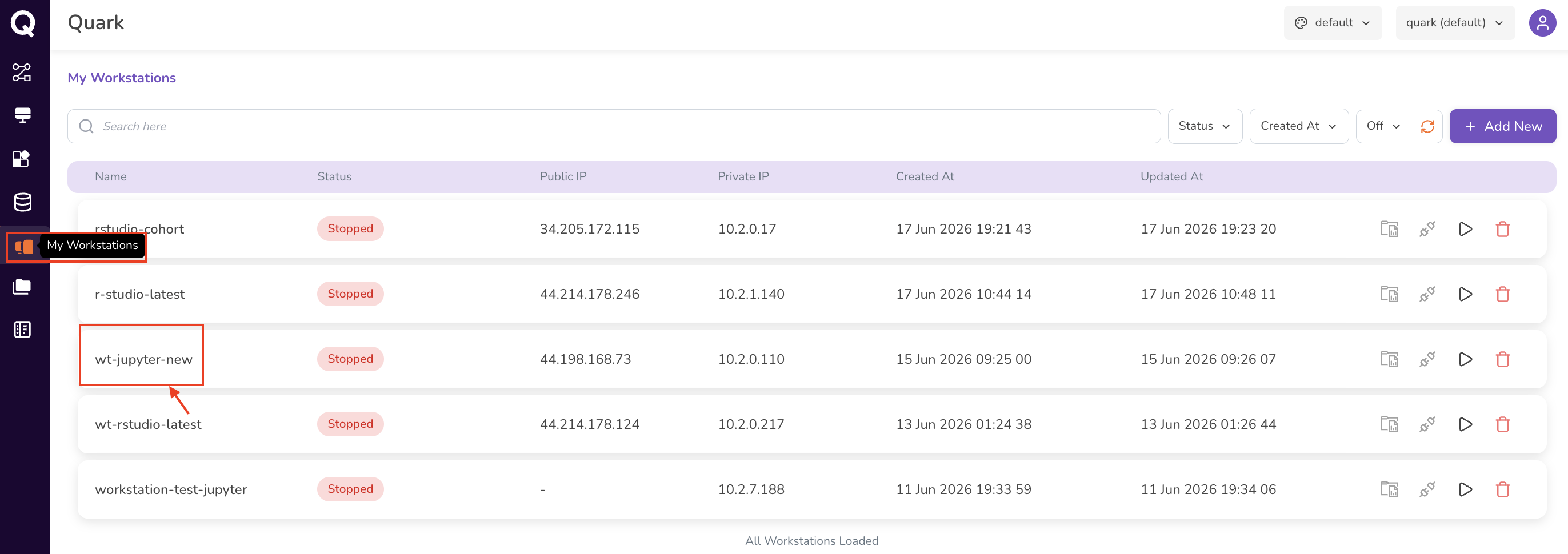 WS Data tab