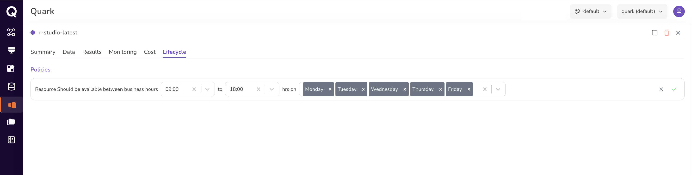 Workstation Lifecycle Policy with button showing Add New policy