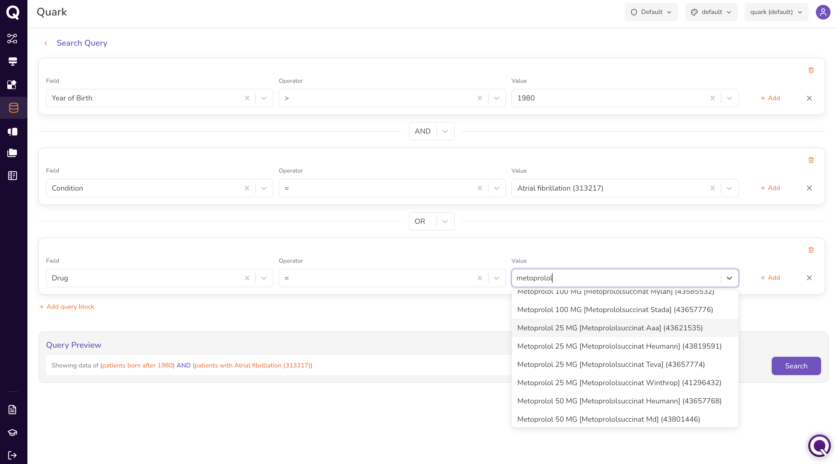 Query Builder Filled