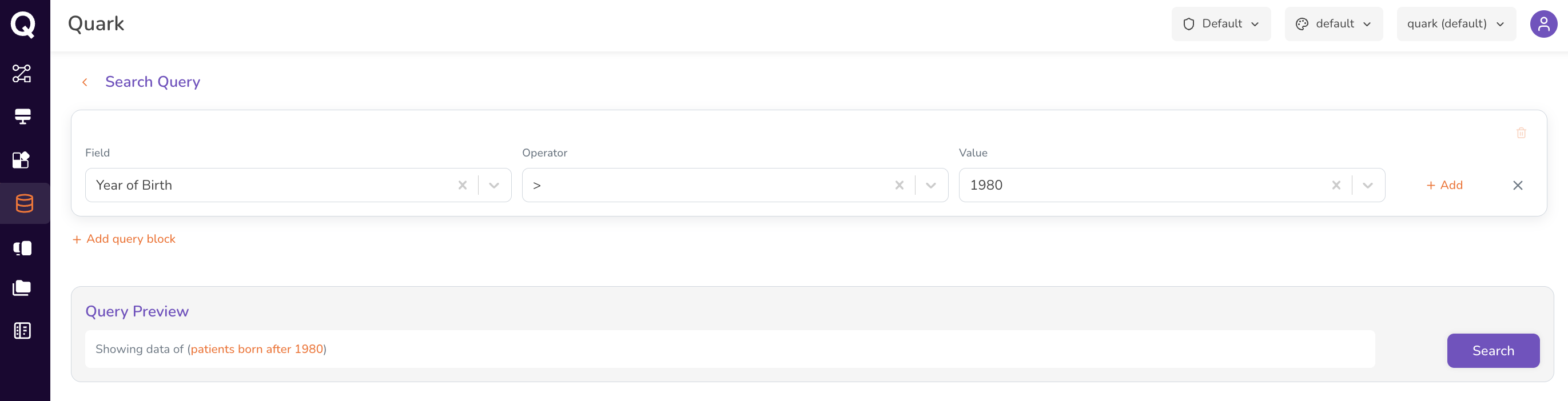 Query Builder with a single criterion defined