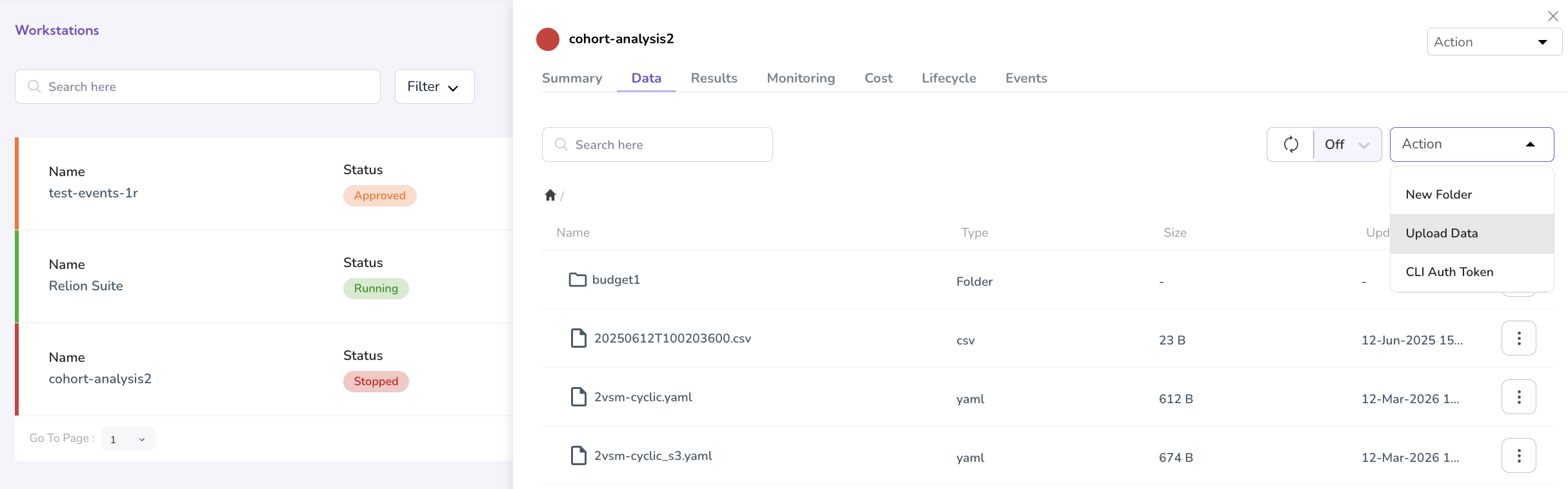 Workstation to upload data